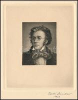 Bodó Sándor (1920-2013): Ludwig van Beethoven. Rézkarc, papír. 5,5x4,5 cm Jelzett, levelezőlapon