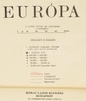 1943 Európa térképe, Bp., Kókai Lajos kiadása (Klösz Gy. és Fia-ny.), nagyméretű térkép, kis lapszél...