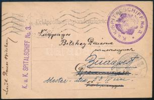 1915 Tábori posta levelezőlap / Field postcard K.u.K. SPITALSCHIFF No. 3.