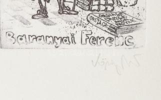 König (Kőnig) Róbert (1951-2014): Ex libris Baranyai Ferenc. Rézkarc, merített papír, jelzett, 10x7,...