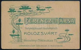 cca 1910 Férfiportré, keményhátú fotó Ferencz és Társa kolozsvári műterméből, szecessziós hátlappal, 10,5×6,5 cm