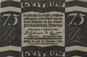Német Birodalom / Weimari Köztársaság / Güstrov 1922. 50Pf (3x) + 75Pf (3x) + 100Pf (3x) 9 klf db, t...
