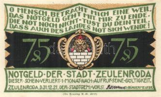 Német Birodalom / Weimari Köztársaság / Zeulenroda 1921. 50Pf (5x) + 75Pf (5x) 10 klf db, teljes sor...