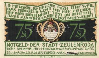 Német Birodalom / Weimari Köztársaság / Zeulenroda 1921. 50Pf (5x) + 75Pf (5x) 10 klf db, teljes sor...