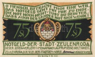 Német Birodalom / Weimari Köztársaság / Zeulenroda 1921. 50Pf (5x) + 75Pf (5x) 10 klf db, teljes sor...