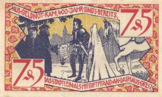 Német Birodalom / Weimari Köztársaság / Zeulenroda 1921. 50Pf (5x) + 75Pf (5x) 10 klf db, teljes sor...