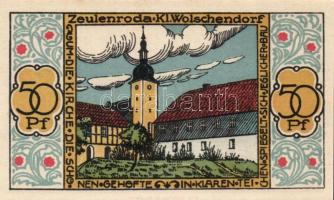 Német Birodalom / Weimari Köztársaság / Zeulenroda 1921. 50Pf (5x) + 75Pf (5x) 10 klf db, teljes sor...