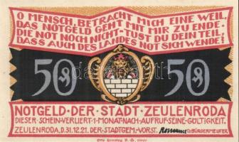 Német Birodalom / Weimari Köztársaság / Zeulenroda 1921. 50Pf (5x) + 75Pf (5x) 10 klf db, teljes sor...