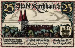 Német Birodalom / Weimari Köztársaság / Kirchhain 1921. 25Pf + 50Pf + 75Pf 3 klf db, teljes sor T:I