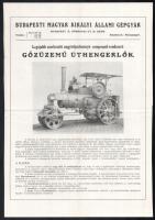 cca 1890 Budapesti Magyar Királyi Állami Gépgyár. Gőzüzemű úthengerlők képes bemutató nyomtatvány 4 p.