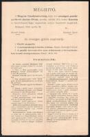 1913 Meghívó a Magyar Gazdaszövetség közgyűlésére 3 db nyomtatvány.