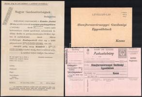 1913 Meghívó a Magyar Gazdaszövetség közgyűlésére 3 db nyomtatvány