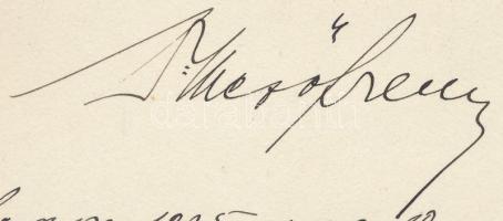 1935 Mező Ferenc (1885-1961) olimpia bajnok aláírása papírlapon