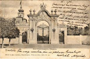 1903 Keszthely, Gróf Festetics kastély főkapuja. Mérei Ignác kiadása (fa)