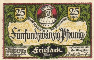 Német Birodalom / Weimari Köztársaság / Friesack 1921. 25Pf (3x) + 50Pf (3x) + 75Pf (3x) össz. 9 klf...