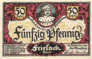 Német Birodalom / Weimari Köztársaság / Friesack 1921. 25Pf (3x) + 50Pf (3x) + 75Pf (3x) össz. 9 klf...