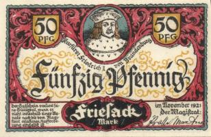 Német Birodalom / Weimari Köztársaság / Friesack 1921. 25Pf (3x) + 50Pf (3x) + 75Pf (3x) össz. 9 klf...