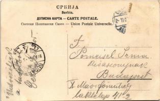 1907 Beograd, Belgrade; Altes und neues Palais / old and new palace (glue marks)