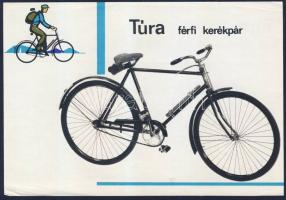 Régi Csepel Túra kerékpár reklám nyomtatvány, hátulján műszaki adatokkal