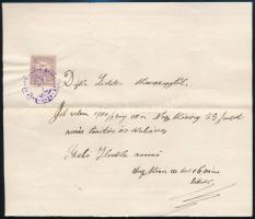 cca 1900 2 db nyugta, postabélyegek bélyegilletéki felhasználásával