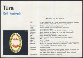 Régi Csepel Túra kerékpár reklám nyomtatvány, hátulján műszaki adatokkal