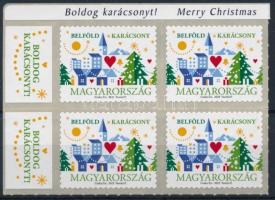 2023 Karácsony öntapadós 4-es tömb felül magyar és angol Boldog Karácsonyt! felirattal, bal oldalon Boldog Karácsonyt! felirattal