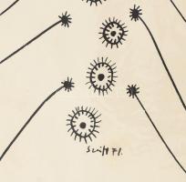 Szeift Béla (1944-2012): Hófehérke, 1971. Tus, papír, jelzett, kissé foltos, 21×15 cm