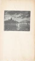 Conrád Gyula (1877-1959): Holdfényes Budapest (view of the Danube). Rézkarc, papír, jelzett a karcon. 9x12 cm