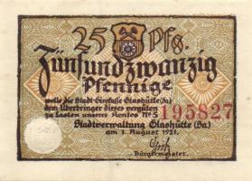 Német Birodalom / Weimari Köztársaság / Glashütte 1921. 25Pf (6x) + 50Pf (6x) + 1M (6x) 18 klf db, t...