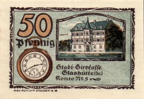 Német Birodalom / Weimari Köztársaság / Glashütte 1921. 25Pf (6x) + 50Pf (6x) + 1M (6x) 18 klf db, t...