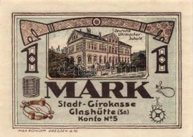 Német Birodalom / Weimari Köztársaság / Glashütte 1921. 25Pf (6x) + 50Pf (6x) + 1M (6x) 18 klf db, t...