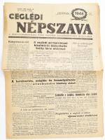 1948 Cegléd, A Ceglédi Népszava 2 db száma, benne 1848 centenáriumi évéről szóló cikkekkel