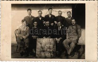 1938 Békéscsaba, BMTE kerékpáros szakosztály: Boyai Kerékpár Szakosztály megalakító verseny tagjai / Hungarian cyclists. sport photo