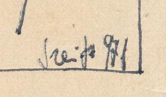 Szeift Béla (1944-2012): Rácsszerkezet, 1971. Tus, papír, jelzett, 17×18 cm