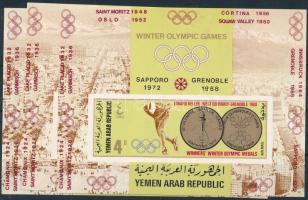 Jemeni Köztársaság 1968 3 db A grenoble-i téli olimpia aranyérmei és győztesei (II.) vágott blokk Mi 74 B (Mi EUR 75.-) (ujjlenyomatok / fingerprints)