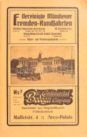 cca 1920 Vereinigte Münchener Fremden-Rundfahrten. Motor- und Pferdewagen-Betrieb. Német nyelvű turisztikai prospektus. München, Dr. Wild'sche Buchdruckerei, 26 p. Német nyelven. Kiadói papírkötés, hátsó borító foltos.