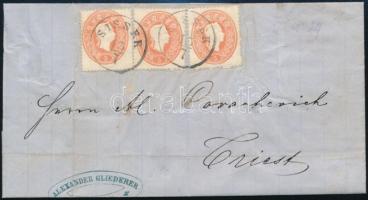 1861 3 x 5kr levélen SISSEK - Triest