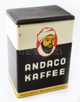 Andaco Kaffee nagyméretű kávés fémdoboz, korából adódó kis kopással, horpadással, 35x25x18 cm