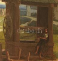 Jelzés nélkül, ismeretlen magyar festő, XIX. sz. második fele: Falusi búcsúsok. Olaj, vászon. Dekora...