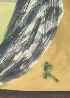 Rácz András (1926-2013): Kompozíció. Akvarell, papír, jelzett, lap teteje kissé sérült, 40x30 cm