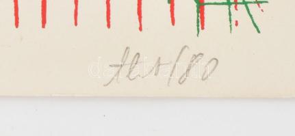 Albert Zsuzsa (1954-): Geometrikus kompozíció (cím nélkül.) Szitanyomat, papír. Jelzett. Az 1980-ban...