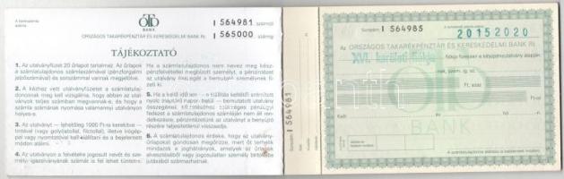 ~1990. "Országos Takarékpénztár és Kereskedelmi Bank Rt. - XVI. kerületi fiókja" készpénzu...
