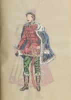 Jelzés nélkül: Történelmi viseletek (jelmeztervek?), vázlatfüzet össz. 39 db művel (külön-külön olda...