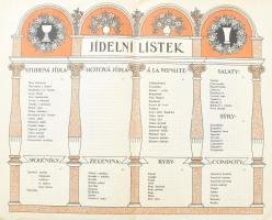 1925 "Tumuv Restaurant Praha" rajzos éttermi étlapja