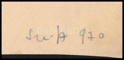 Szeift Béla (1944-2012): Négyen, 1970. Akvarell, ceruza, papír, jelzett, lap teteje papírra ragasztv...