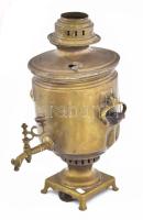 Orosz cári szamovár cca 1910. Réz, fa gombokkal. Kopott, hiányos, Jelzett, m: 43 cm