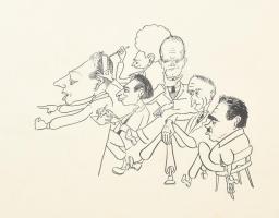 Olvashatatlan jelzéssel: Karikatúrák, 25 db. Vegyes technika, papír, vegyes méretben