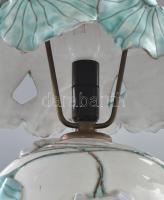 Ginkgo bilboa mintás mázas kerámia asztali lámpa, némi pattogzással, m: 41 cm CSAK SZEMÉLYES ÁTVÉTEL...