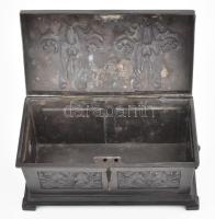 Ón ládika, XIX. sz. vége. Kulccsal, működő zárral, jó állapotban 24x14x14 cm