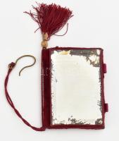 1868 Táncrend tükörrel. Zománcozott dísszel, bársony borítással 6x8 cm